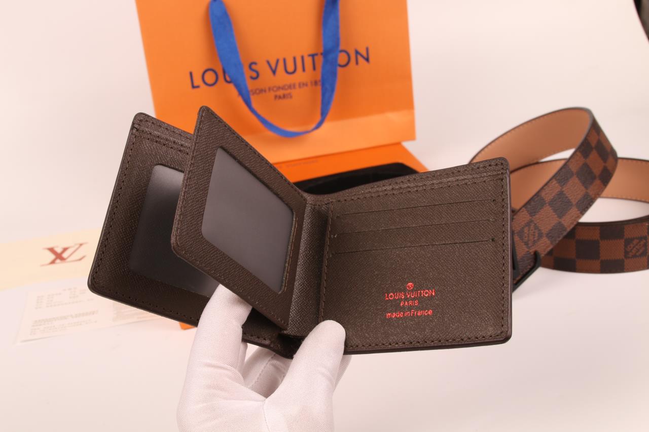2025 3-color belt buckle + wallet printed letter belt