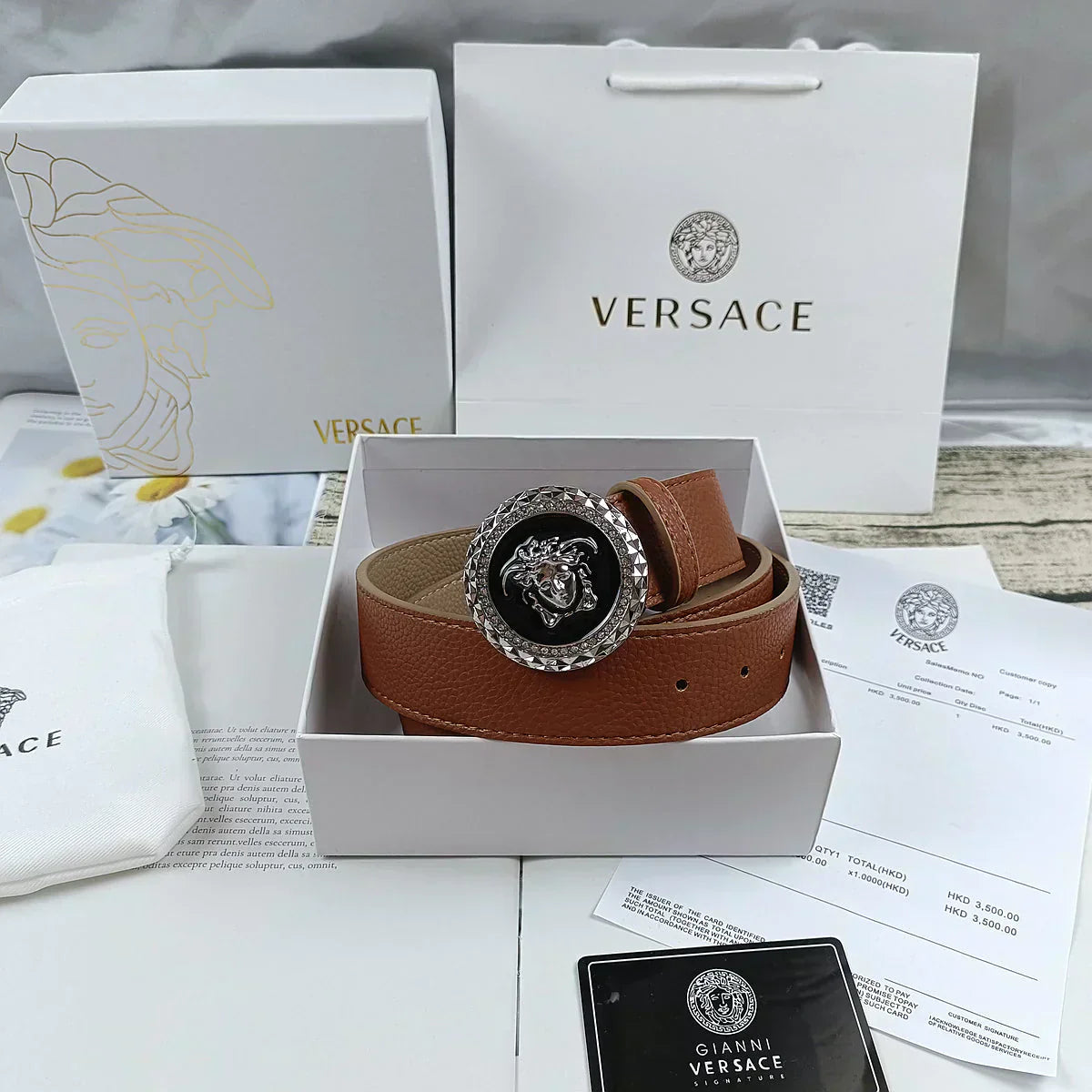 2025 4 Colors lion head double-sided lychee pattern belt