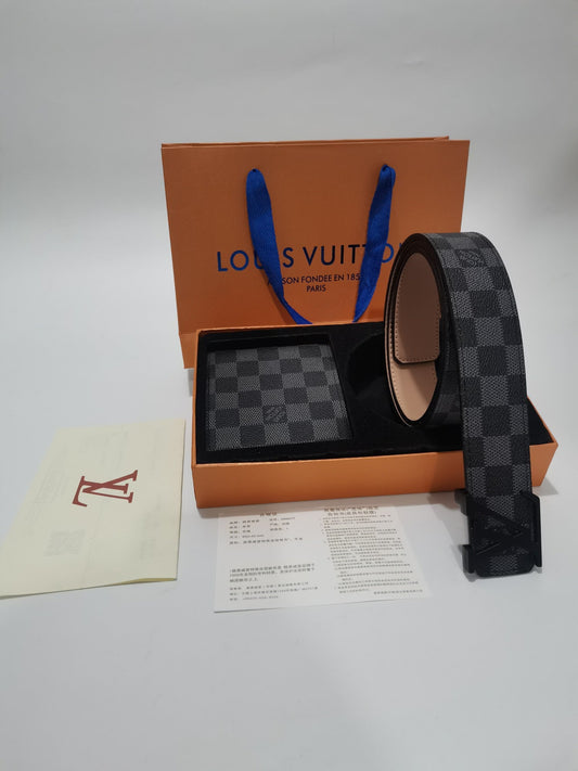 2025 3-color belt buckle + wallet  printed letter belt
